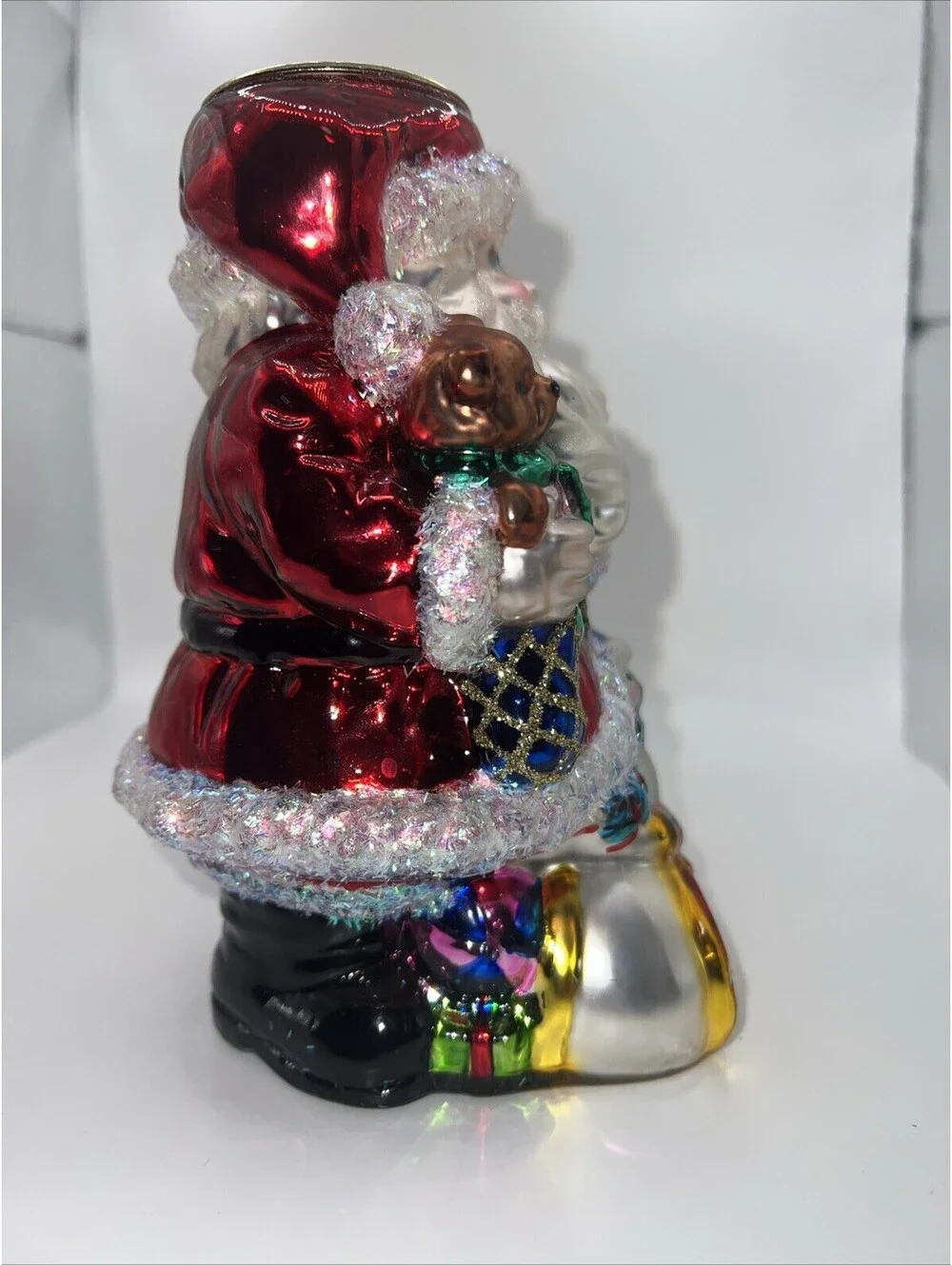 Vintage Santa Candle Holder Glass Mercury